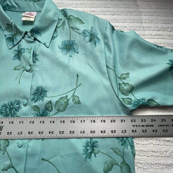 Graff Women Button Up Green Floral Print Long Sleeve Shirt Blouse Medium USA New - Picture 8 of 10